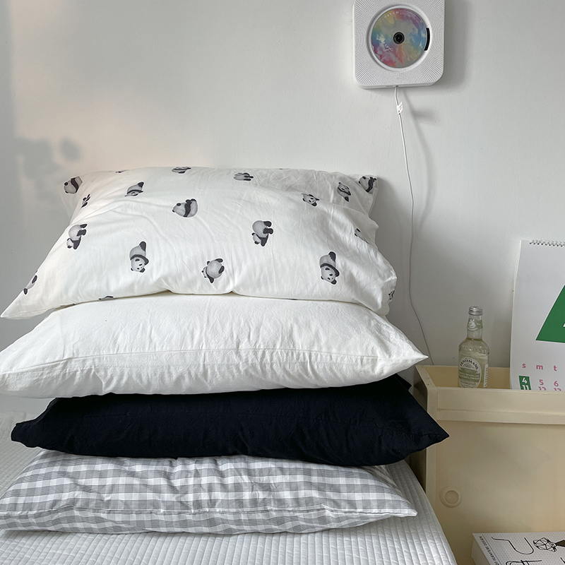 【枕套1个】 熊猫胖达全棉卡通纯色纯棉单人标准尺寸 48*74枕头套