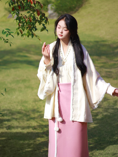 司羽阁【落霞】原创改良汉服明制唐制旋裙飞机袖春秋日常套装对襟