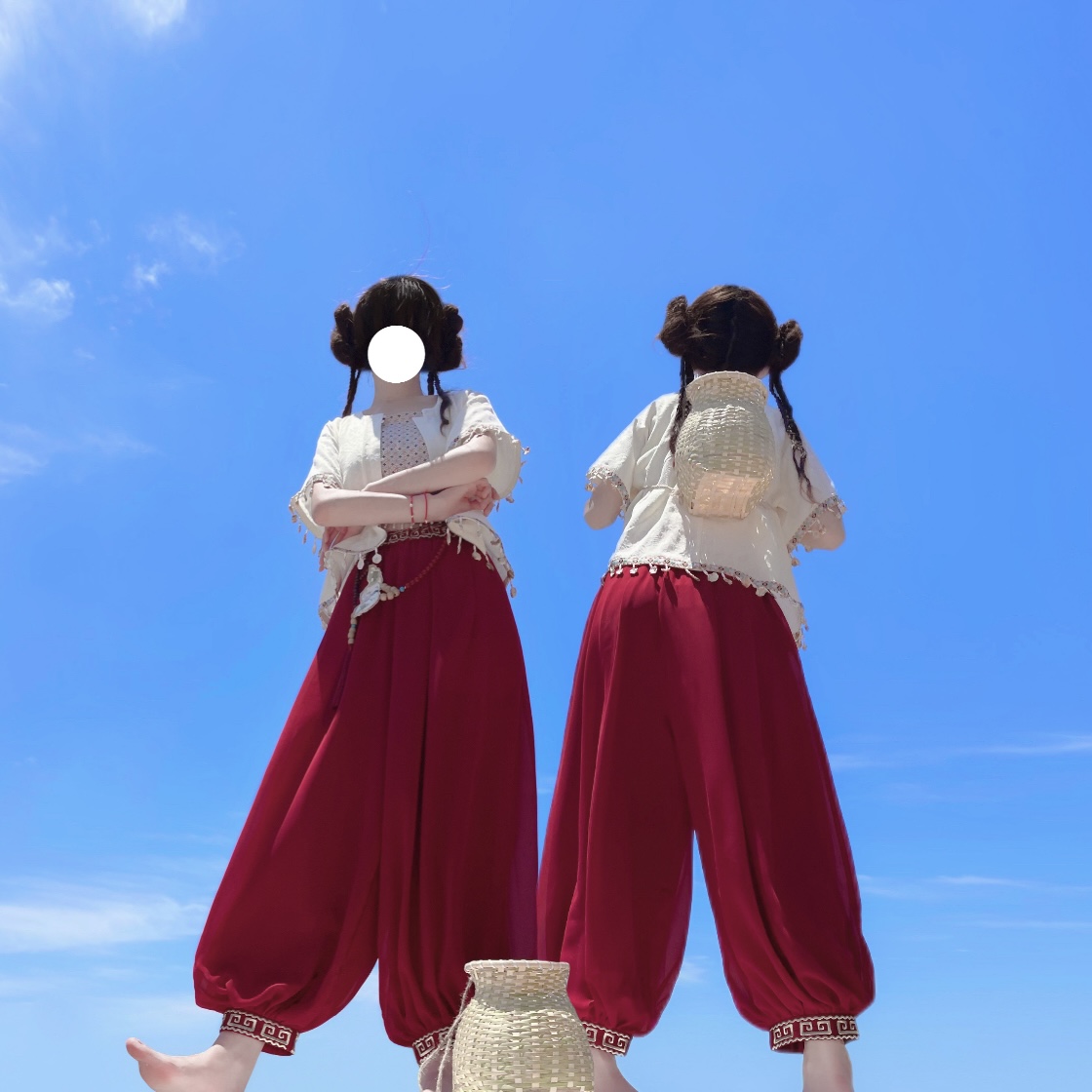 汉元素新款有口袋灯笼裤夏日褙子