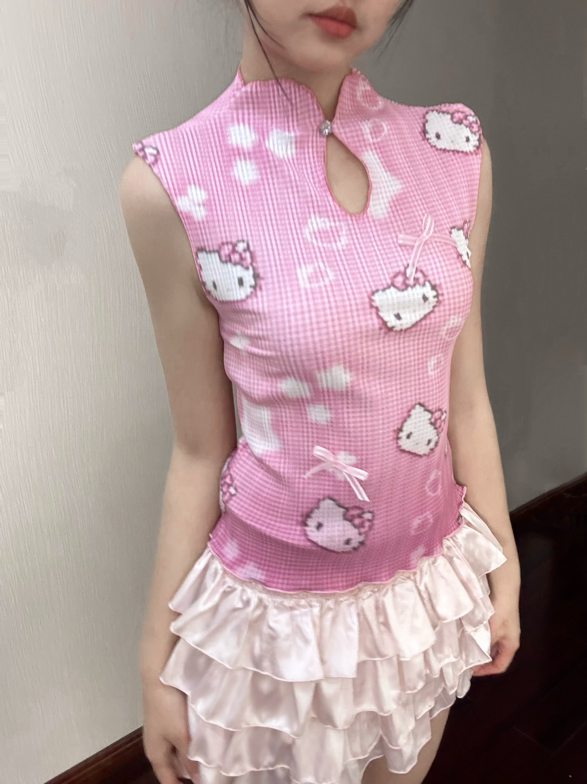情绪磁场 Kitty压褶上衣小背心吊带