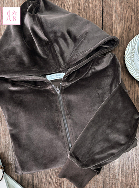 6IXTY8IGHT 睡衣女新款运动休闲丝绒拉链连帽外套可外穿家居服
