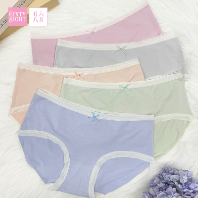 6IXTY8IGHT 68内裤女包臀少女印花三角裤裆透气抑菌柔软