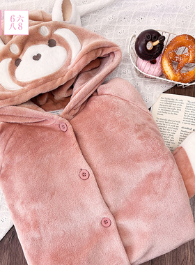 6IXTY8IGHT 68家居服可爱立体小熊帽子尾巴睡裙女宽松舒适