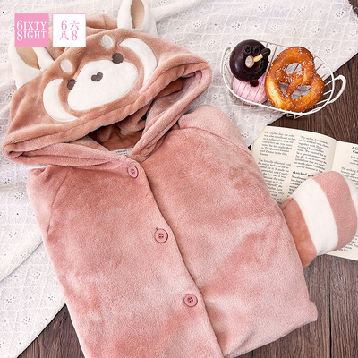 6IXTY8IGHT 68家居服可爱立体小熊帽子尾巴睡裙女宽松舒适