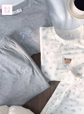 6IXTY8IGHT 68家居服清新碎花印花圆领宽松长袖睡衣女柔软舒适