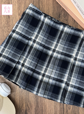 6IXTY8IGHT 68女装格纹百褶短裙自带安全裤伞裙时尚个性