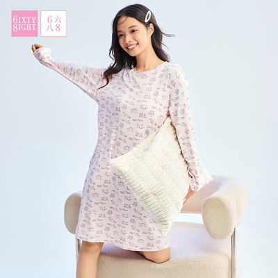 睡裙女可爱猫咪印花柔软