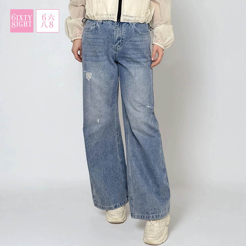 6IXTY8IGHT高腰阔腿牛仔裤