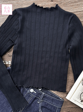 6IXTY8IGHT 68女装圆筒针织长袖上衣简约长袖上衣修身时尚