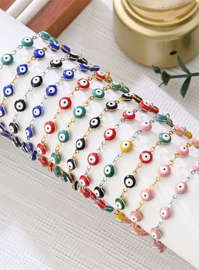 彩色恶魔之眼钛钢手链ins风