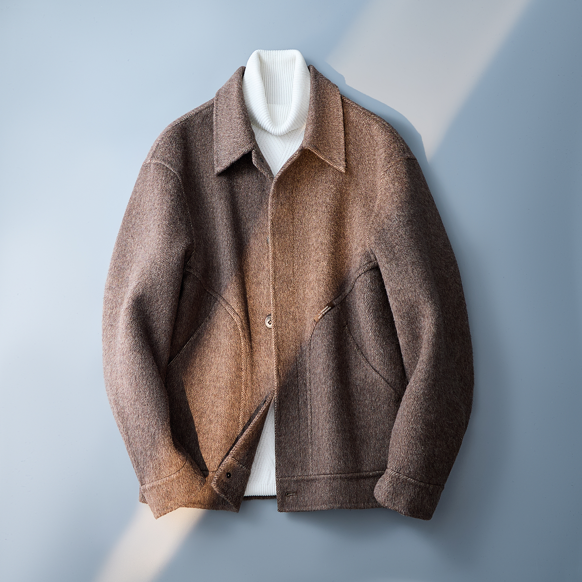 跑量推荐短款翻领休闲毛呢外套呢子混咖色夹克钱塘6016-371p255