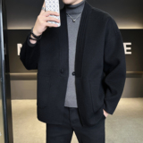 模特图新中式风茶服毛呢大衣羊毛外套6016-8506P325控688，男装毛呢大衣，钱塘大厦6016