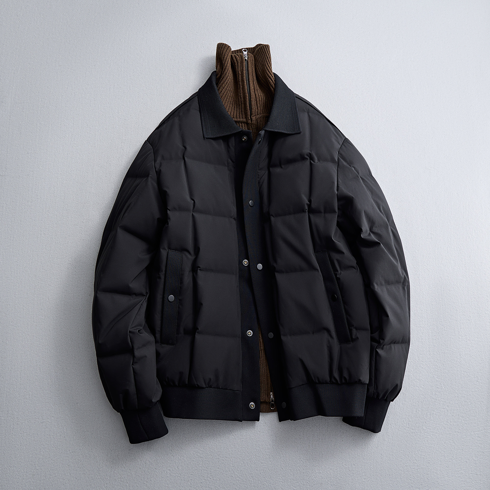 豆腐块格子羽绒服 简约内搭外穿羽绒衣拼接冬装6016-25111P265图片