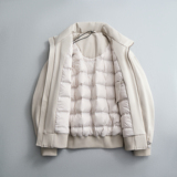 米色螺纹收腰短款夹克羽绒服男三色保暖冬装羽绒衣6016-25315P330，男装夹克，钱塘大厦6016