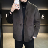 和尚领新中式风茶服毛呢大衣羊毛外套6016-8506P325控688，男装毛呢大衣，钱塘大厦6016