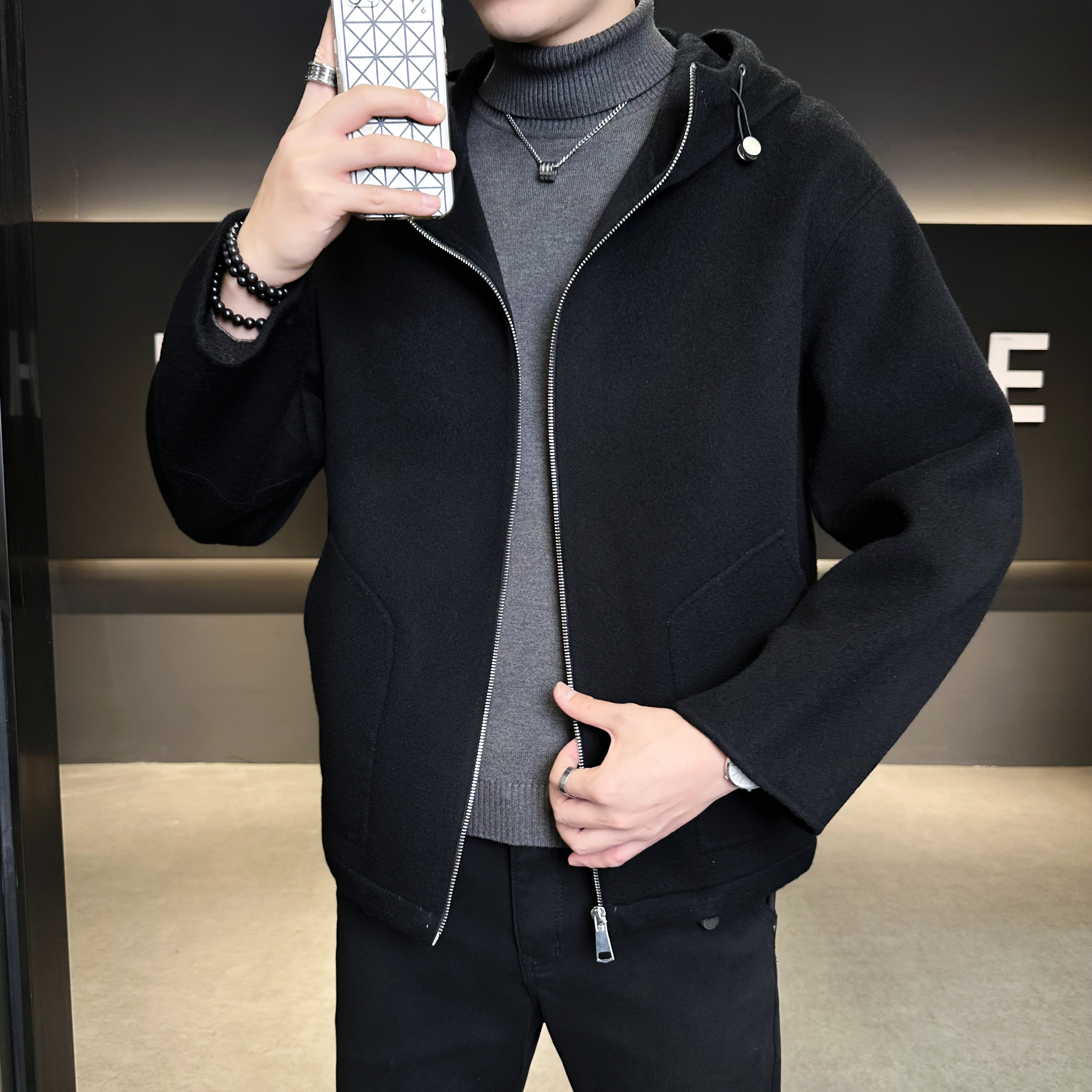 2025秋冬男士休闲毛呢外套连帽夹克钱塘6016-8403p355控588,男装夹克,钱塘大厦6016