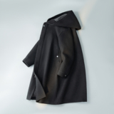 休闲毛呢外套英伦风连帽长款毛边呢子风衣钱塘6016-2302p480，男装风衣，钱塘大厦6016