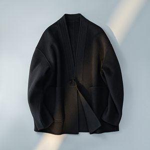 茶褐色 新中式风茶服毛呢大衣 羊毛外套6016-8506P325控688图片