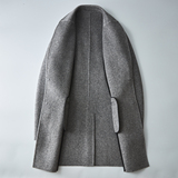 休闲毛呢外套简约西装领中长款呢子风衣黑色钱塘6016-2034p430，男装西服套装，钱塘大厦6016