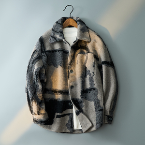 2025羊毛纹理衬衫外套 加厚呢子冬装大衣绿色钱塘6016 -66315P395，男装衬衫，钱塘大厦6016