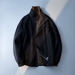 100羊毛夹克 5035P368控699 拉链宽松立领可翻领呢子外套钱塘6016