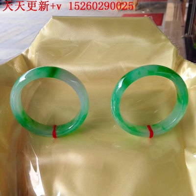 缅甸天然a货冰种满色阳绿翡翠蛋面冰种阳绿手镯57圈口定制56珠宝