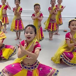 新款儿童印度舞演出服新疆花儿异域风情肚皮舞天竺少女民族舞蹈服