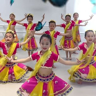 帕莎女孩演出服儿童印度舞少女的祈祷敦煌女异域风情民族舞蹈服装