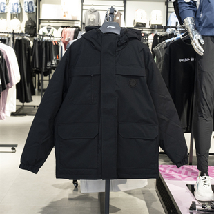 李宁防风防泼水短羽绒服男子2025冬新款 保暖连帽运动外套AYMV295