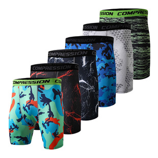 训练跑步速干 男 运动健身五分裤 田径Pro迷彩压缩速干紧身透气短裤