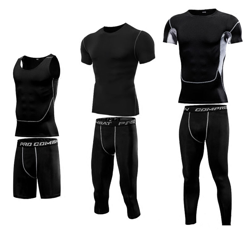 运动健身套装男 紧身衣速干跑步短袖篮球弹力压缩打底裤2件套夏季