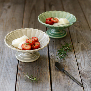 MY家 - 日本 Studio m' EPANOUI 菊瓣浮雕 高台 冰淇淋/水果碗