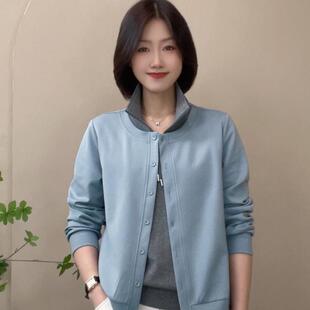 休闲百搭中老年大码 原版 新款 拼接假两件上衣2026春季 卫衣女 时尚