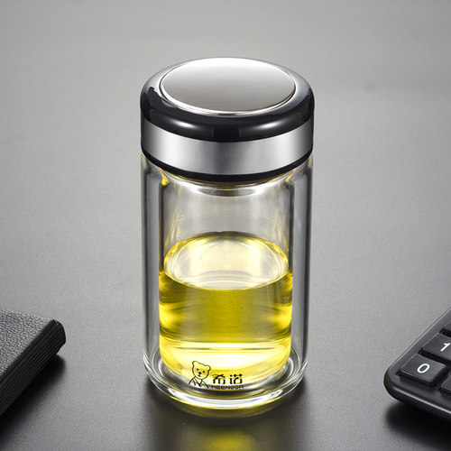 希诺双层矮胖泡茶玻璃杯