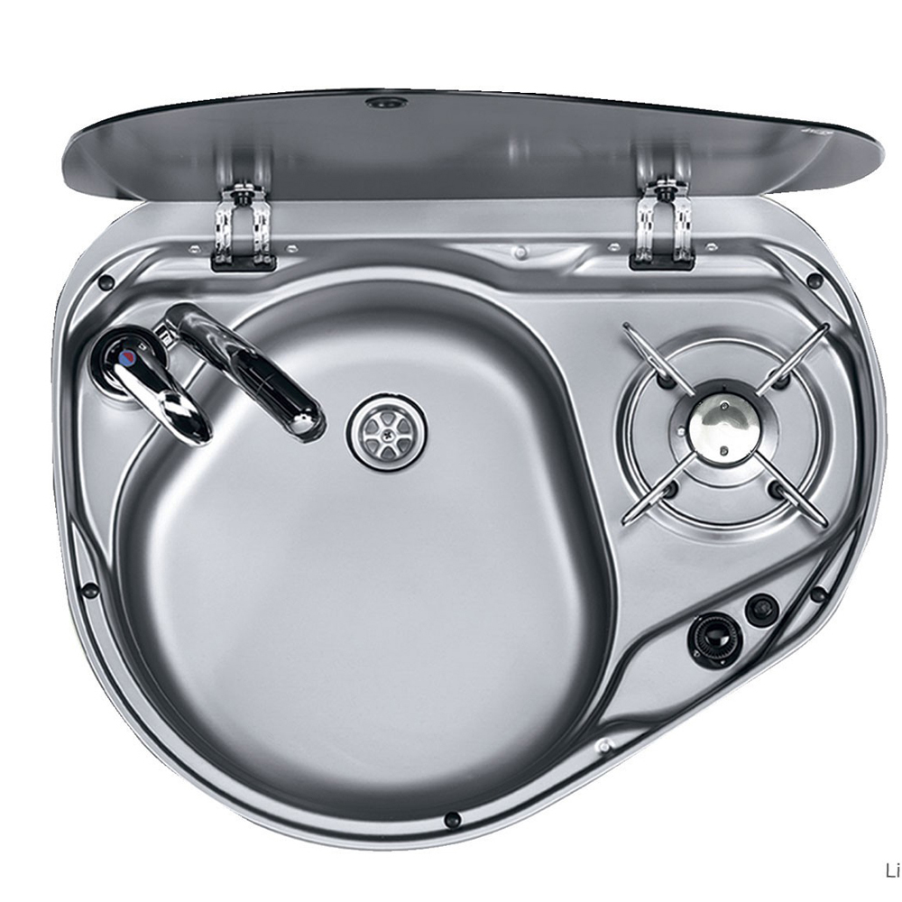 瑞典DOMETIC多美达单眼带水盆玻璃盖灶具组合房车配件燃气灶车灶