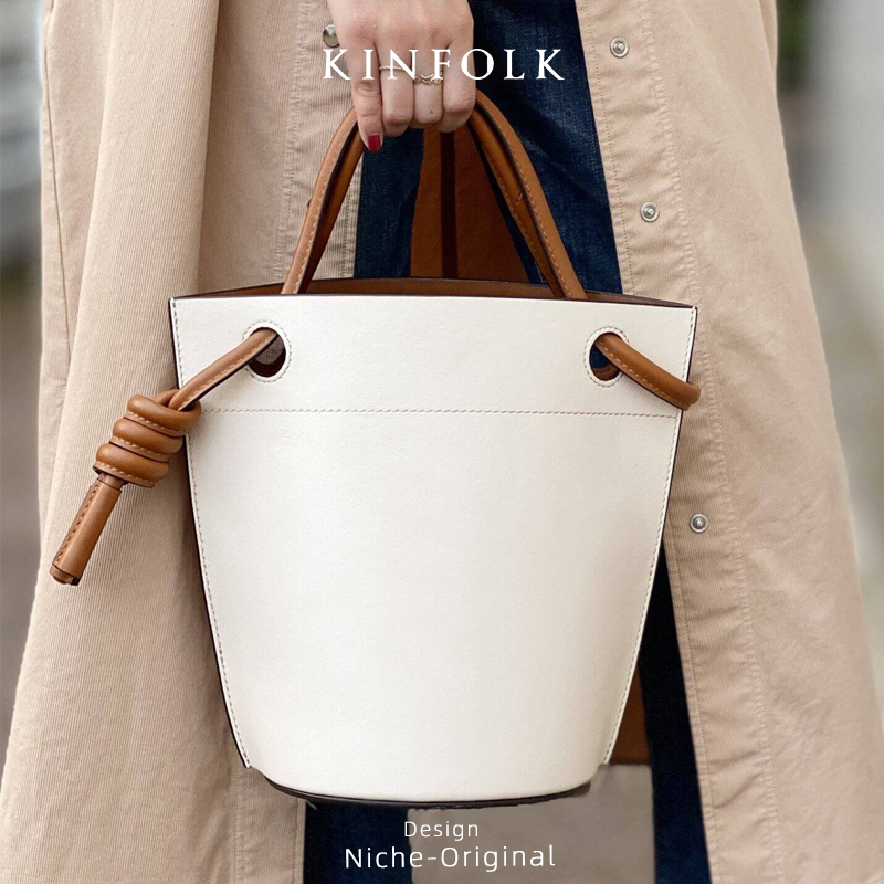 绳结撞色小众大容量水桶包手提包