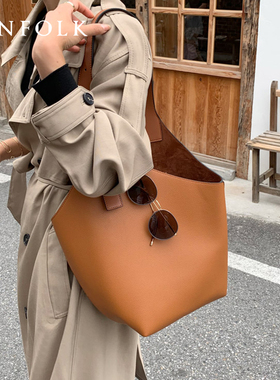 包包女士2025新款时尚韩版百搭简约子母水桶包大容量单肩包托特包