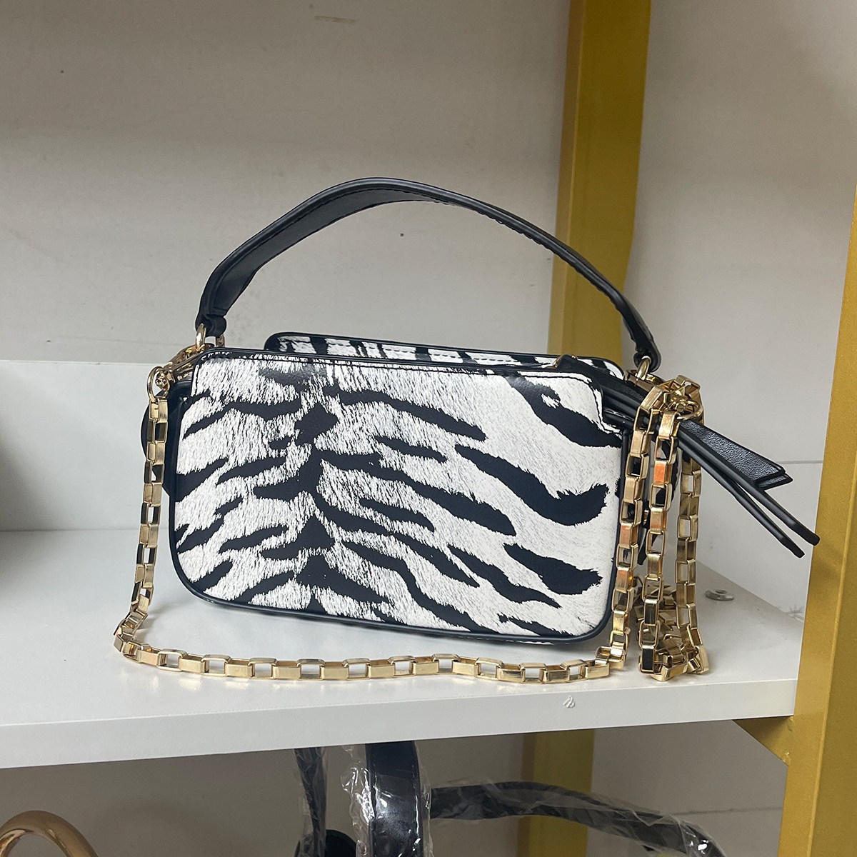 欧美小众设计包包女式2024新款box双拉链链条小方包单肩斜挎女包