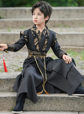改良汉服男童夏季2024新款侠客公子少爷服儿童古装演出服古风帅气