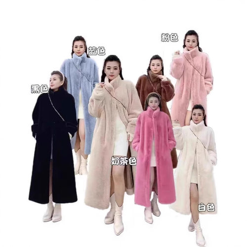 2025秋冬新款加厚长款立领仿水貂毛皮草外套女环保年轻款毛毛大衣