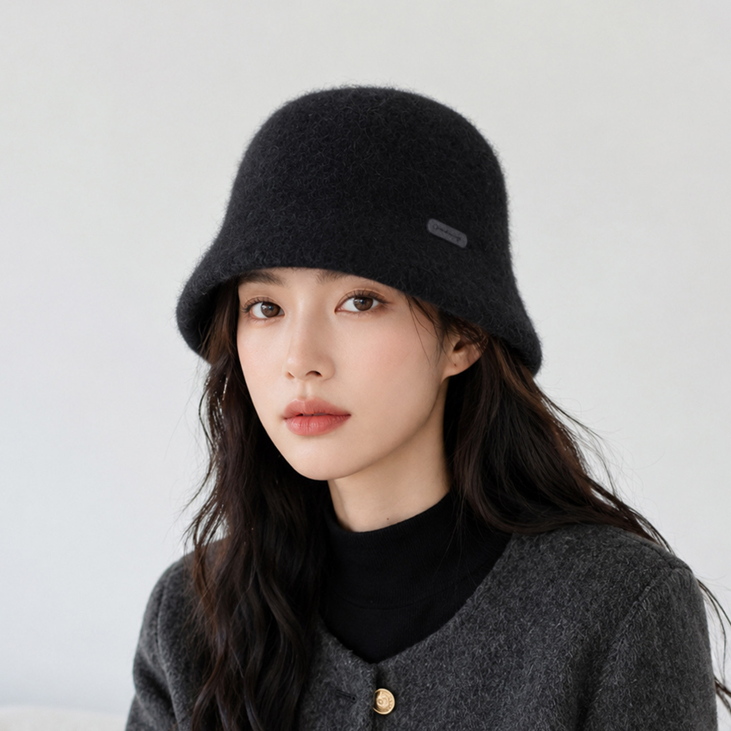 慵懒松弛感羊驼毛盆帽女秋冬季2026新款复古渔夫帽显脸小休闲帽子