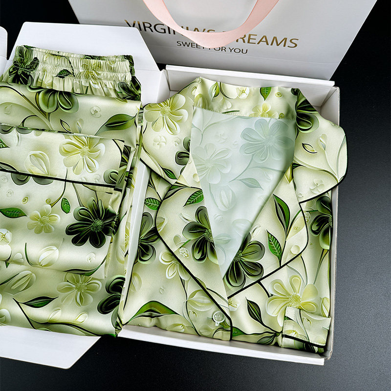 栩栩如生！立体印花长袖冰丝睡衣女款2026新款春季妈妈奶奶家居服