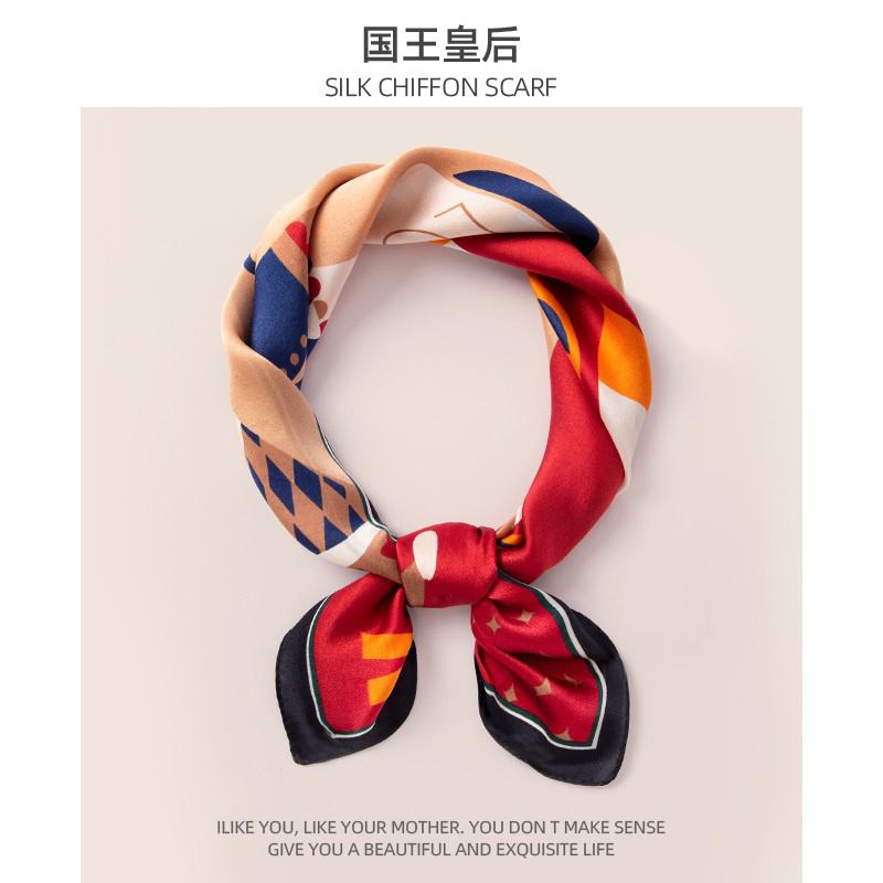 夏季系脖真丝小方巾女秋冬高级感妈妈桑蚕丝丝巾礼盒百搭洋气围巾
