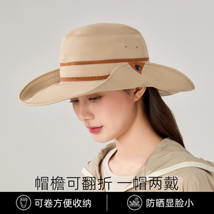 撞色户外渔夫帽女夏季遮阳防晒登山帽子女旅游钓鱼佬折叠牛仔帽男