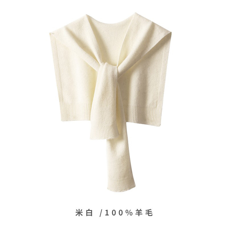 纯色时尚白色小披肩女外搭小围巾