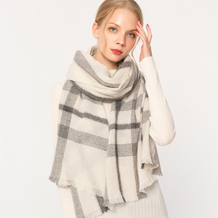 轻奢~100%纯羊毛围巾女士秋冬季2025新款围脖大尺寸披肩外搭保暖