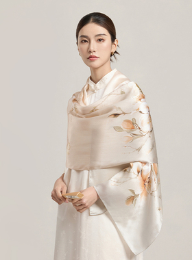 妈妈母亲节真丝巾长款围巾女礼盒