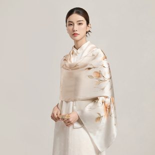 母亲节礼物送妈妈中式披肩围巾高端真丝丝巾女2026新款桑蚕丝礼盒