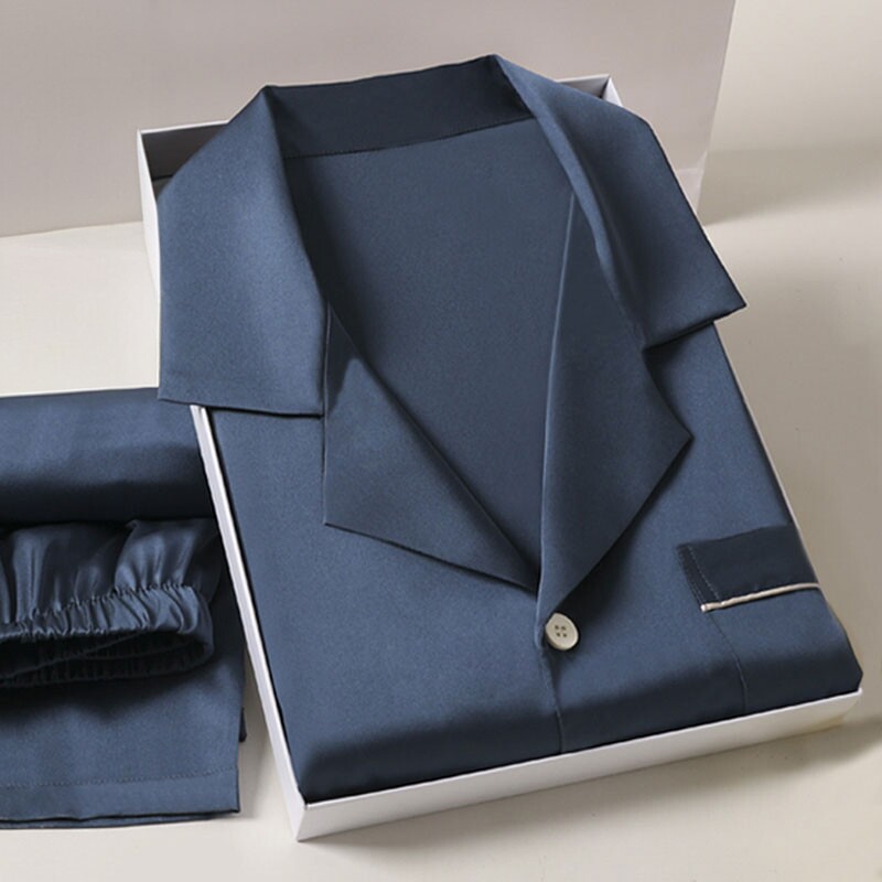 夏天睡衣男款冰丝春季家居服男士休闲宽松纯色套装可外穿四季通用