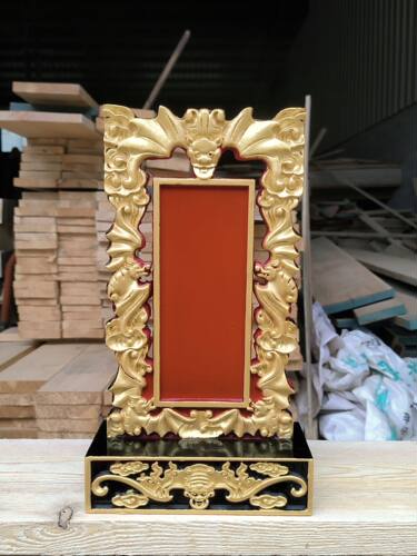 祖宗牌位摆放农村中堂三代香樟木灵神位供奉蝙蝠实木灵牌32厘米高